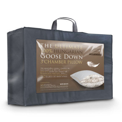 Littens 3 Chamber Hungarian Goose Down Pillow 300Tc CottonDown ProofSide Sleeper from B&Q