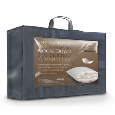 Littens 3 Chamber Super King Hungarian Goose Down Pillow 300TcSide Sleeper 50 X 90Cm from B&Q