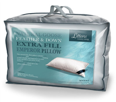 Littens Extra Fill Emperor Goose Feather & DownSide Sleeper Pillow 50Cm X 100Cm (20" X 40") from B&Q