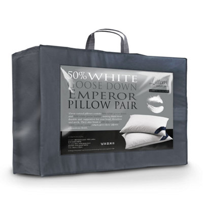Littens Pair Emperor Size 50% Goose Down Pillows280Tc Cotton 50Cm X 100Cm (20" X 40") from B&Q