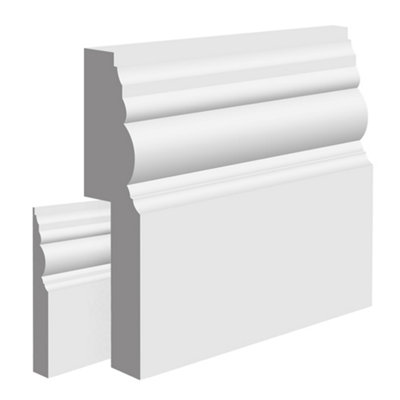  - National Skirting Anglo Mdf Skirting Board Cover220mm X 25mm 4200mm Primed (To Cover 150mm Existing Skirting)