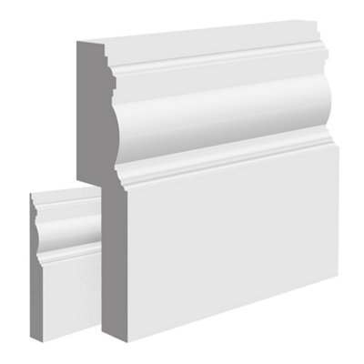  - National Skirting Edwardian Mdf Skirting Board Cover210mm X 25mm 3040mm Primed (To Cover 140mm Existing Skirting)