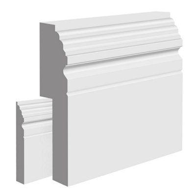  - National Skirting Frontier Mdf Skirting Board Cover190mm X 25mm 3040mm Primed (To Cover 130mm Existing Skirting)