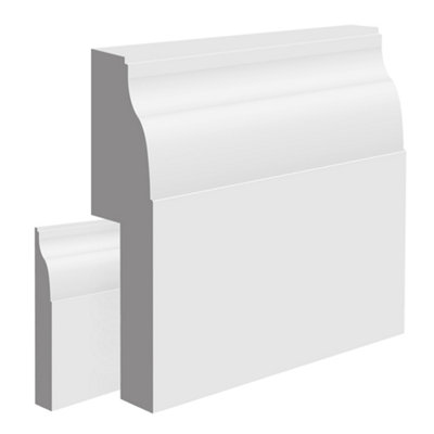  - National Skirting Lambs Tongue I Mdf Skirting Board Cover180mm X 25mm 3040mm Primed (To Cover 120mm Existing Skirting)