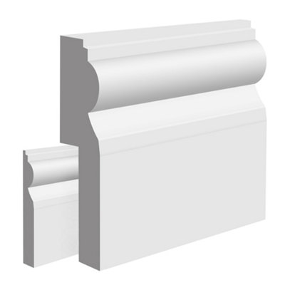  - National Skirting Torus I Mdf Skirting Board Cover190mm X 25mm 3040mm Primed (To Cover 120mm Existing Skirting)