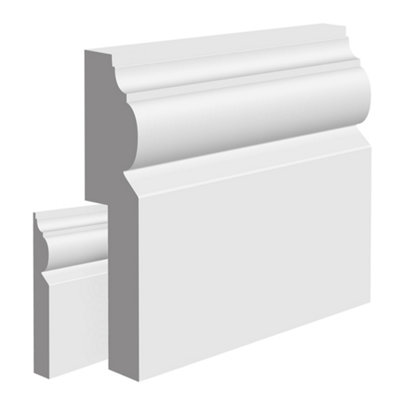  - National Skirting Torus Ii Mdf Skirting Board Cover180mm X 25mm 3040mm Primed (To Cover 120mm Existing Skirting)