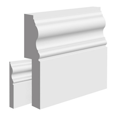  - National Skirting Valencia Mdf Skirting Board Cover210mm X 25mm 3040mm Primed (To Cover 140mm Existing Skirting)
