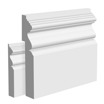 - National Skirting Victorian Mdf Skirting Board Cover160mm X 25mm 3040mm Primed (To Cover 90mm Existing Skirting)