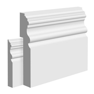  - National Skirting Vienna Mdf Skirting Board Cover220mm X 25mm 4200mm Primed (To Cover 150mm Existing Skirting)