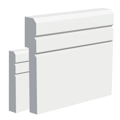  - National Skirting V-Groove Ii Mdf Skirting Board Cover180mm X 25mm 3040mm Primed (To Cover 130mm Existing Skirting)