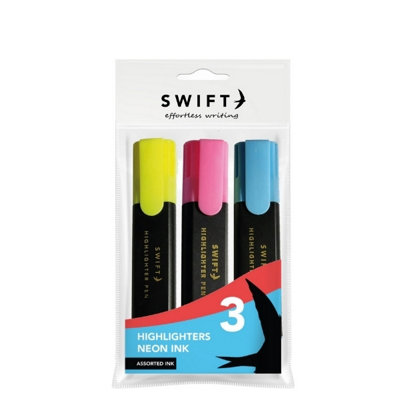Martello Pack Of 3 Assorted Neon Highlighters - Blue - Image 3