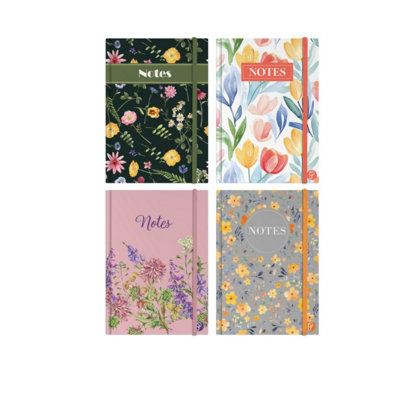 BG Notebook with Elastic Strap, Floral Stylish Designs A6 Size - Random x 1 - Image 2