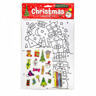 B&Q -  Christmas Kids Colouring Set Festive Colouring Fun Includes 8 Christmas Themed Colouring Sheets For Creative Play Bonus Stickers 1