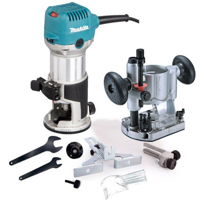 Makita Rt0702cx4 240V 1/4" Router Laminate Trimmer With Guide And Plunge Base