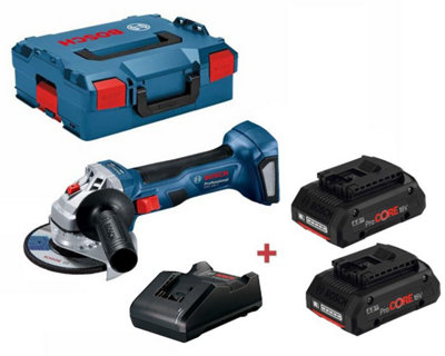 Bosch Gwx 18V-7 X-Lock 18V 115mm Brushless Angle Grinder + Lboxx + 2 X 4Ah Batt from B&Q