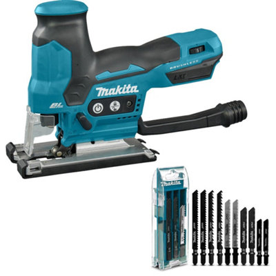 Makita Djv185z 18V Lxt Brushless Barrel Handle Jigsaw + 10 Mixed Blades + Case Light