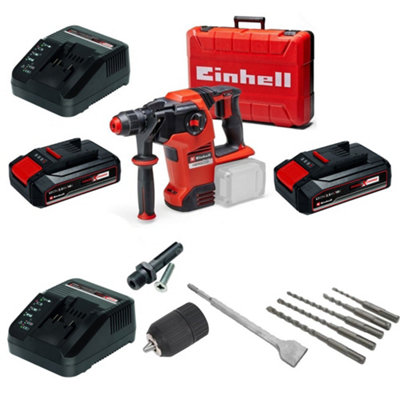 Einhell 18V 36V X-Change Cordless Sds Hammer Drill Kit +Sds Bits Chisel + Chuck from B&Q