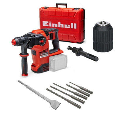 Einhell 18V 36V X-Change Cordless Sds Hammer Drill + Sds Bits Chisel + Chuck from B&Q