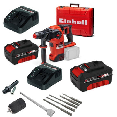 Einhell 18V 36V X-Change Cordless Sds Hammer Drill Kit + Sds Bits Chisel + Chuck from B&Q