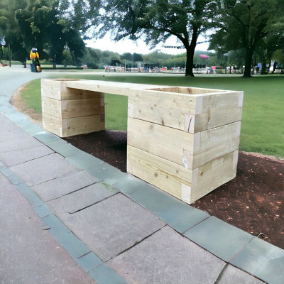 Bespoke Outdoor Devonshire Wooden Timber Traditional Bench & Planters from B&Q