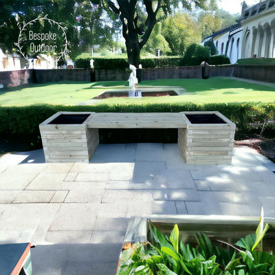 Bespoke Outdoor Somerset Wooden Timber Modern Bench & Planters from B&Q