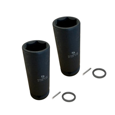 Buyaparcel X2 Scaffolders Impact Socket Deep 80mm 1/2" Square Drive 21mm + Pin Ring from B&Q