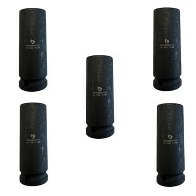 Buyaparcel X5 Scaffolders Impact Socket Deep 80mm 1/2" Square Drive 21mm + Pin Ring from B&Q