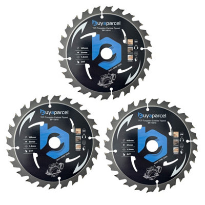 Buyaparcel X3 Bap Trade Pro Circular Saw Blade 165mm X 20 24 Teeth Carbide Tipped Long Life from B&Q