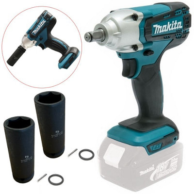 Makita Dtw190Z 18V Cordless 1/2" Impact Wrench Scaffolding Tool + 2X 21mm Socket from B&Q