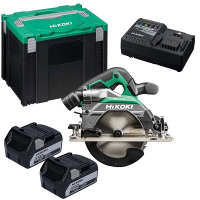 Hikoki C1806Db Brushless 165mm Circular Saw 18V Cordless Saw X2 5Ah Battery Case from B&Q