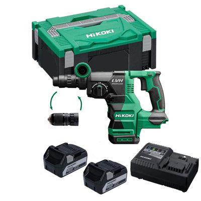 Hikoki Dh1826 Brushless 18V Sds+ 3.2J Rotary Hammer Drill X2 5Ah + Case + Chuck from B&Q