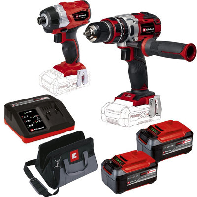 Einhell Power X Change 18V Brushless Combi Hammer Drill + Impact Driver 2X 5.2Ah