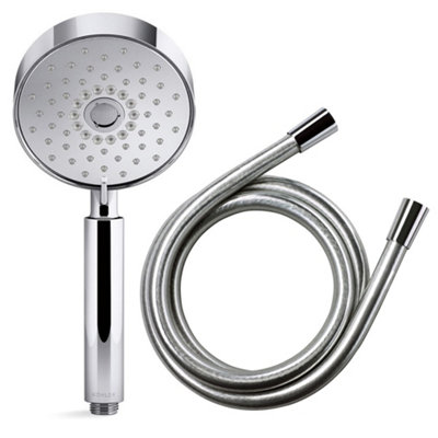 Kohler Purist 127mm Shower Head Chrome 4 Mode Handset + Mira Smooth Hose 1.25M from B&Q