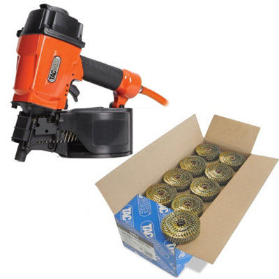 Tacwise Gcn57P Air Coil Nailer 57mm Air Nail Gun + 14,400 2.1 X 35mm Coil Nails from B&Q