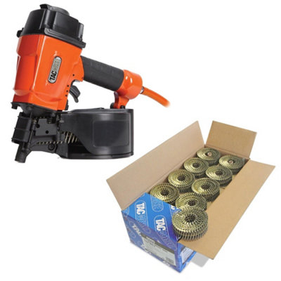 B&Q -  Gcn57P Air Coil Nailer 57mm Air Nail Gun + 14,400 2.1 X 40mm Coil Nails