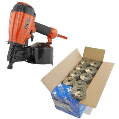 B&Q -  Fcn55V Coil 57mm Air Framing Nailer + 14,400 2.1 X 45mm Galvanised Nails