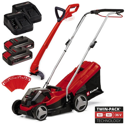Einhell Cordless 36V Lawnmower 33Cm Cut Brushless + Grass Trimmer 2X Batteries from B&Q