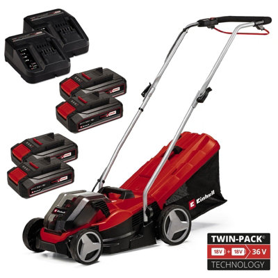 Einhell Cordless Twin 18V 36V Lawnmower 33Cm Cut Brushless Power X Change 4X2.5 from B&Q