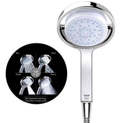 Mira Vier Digital Showerhead 360M 135mm Chrome 4 Mode Flipstream Shower Head from B&Q