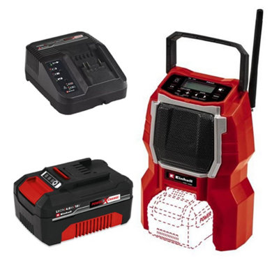 Einhell 3408017 Cordless Site Radio Bluetooth Speaker + 4Ah Battery Kit