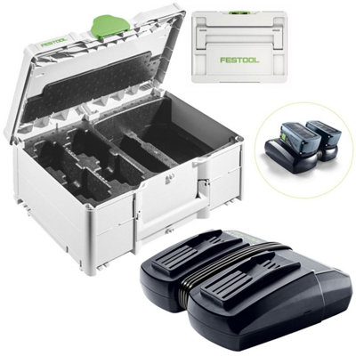 Festool Tcl 6 Duo Rapid Twin Battery Charger 18V Dual Port + Systainer 3 Case from B&Q