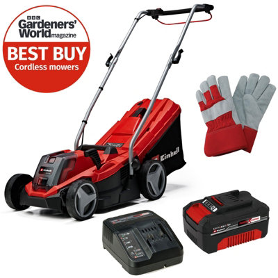 Einhell 33Cm Cordless Lawnmower 18V Rotary Pxc With Battery And Charger 30L Grass Box Brushless Ge-Cm 18/33 Li Kit + Gloves from B&Q