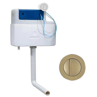 Roper Rhodes Cascade Cistern And Round Brushed Brass Finish Dual Flush Button from B&Q