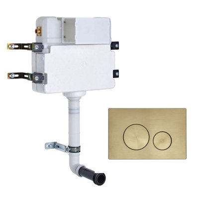 Roper Rhodes In Wall Concealed Cistern And Rondo Brushed Brass Dual Flush Plate from B&Q