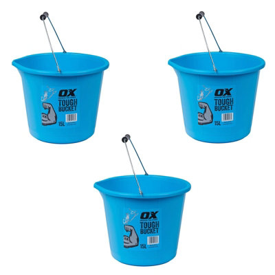 B&Q -  X3 Ox Pro Tough 15L Blue Bucket Uks Toughest Bucket Will Not Split P112315