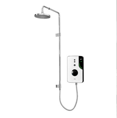 Triton Enlight 9.5Kw White Thermostatic Electric Shower Chrome Uniq Rainshower from B&Q