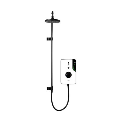 Triton Enlight 9.5Kw White Thermostatic Electric Shower Black Uniq Rainshower from B&Q