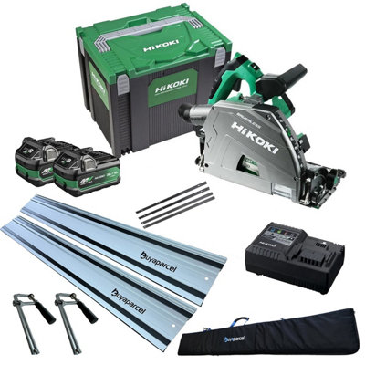 Hikoki Brushless Plunge 36V 165mm Cordless Track Saw X2 8Ah Case + Rail Kit from B&Q