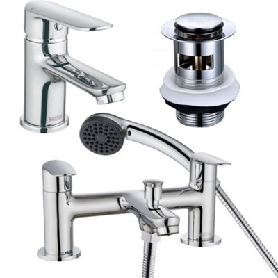 Bristan Opus Chrome Basin Mixer Lever Action Tap + Waste + Bath Shower Mixer from B&Q