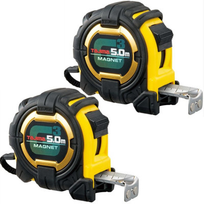 X2 Tajima 5M G Lock Magnetic Tape Measure Extra Wide 27mm Blade Tag3M750Mt from B&Q